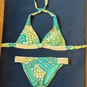 Lucky Brand Bikini Set in Blue, White and Green
